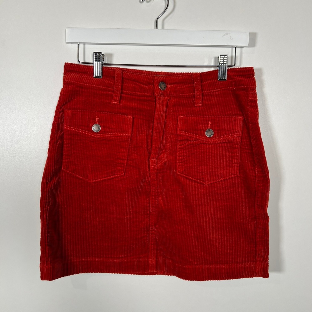 Retro Red‎ Corduroy Mini Skirt Judy Blue Stretch High Rise Medium